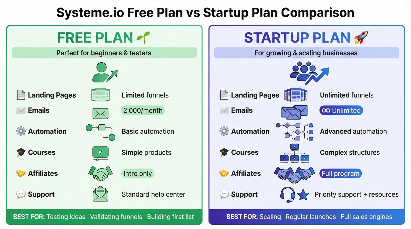 Systeme.io Free vs Systeme.io Startup: A Comprehensive Comparison