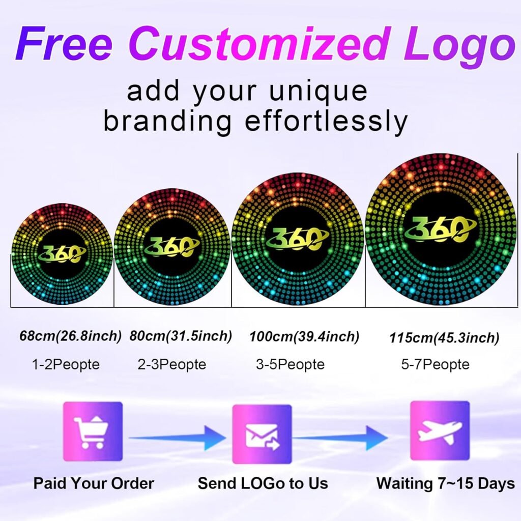 360 Photo Booth Machine with Flight Case and RGB Ring Light, APP Control 360 Automatic Rotation and Custom Logo