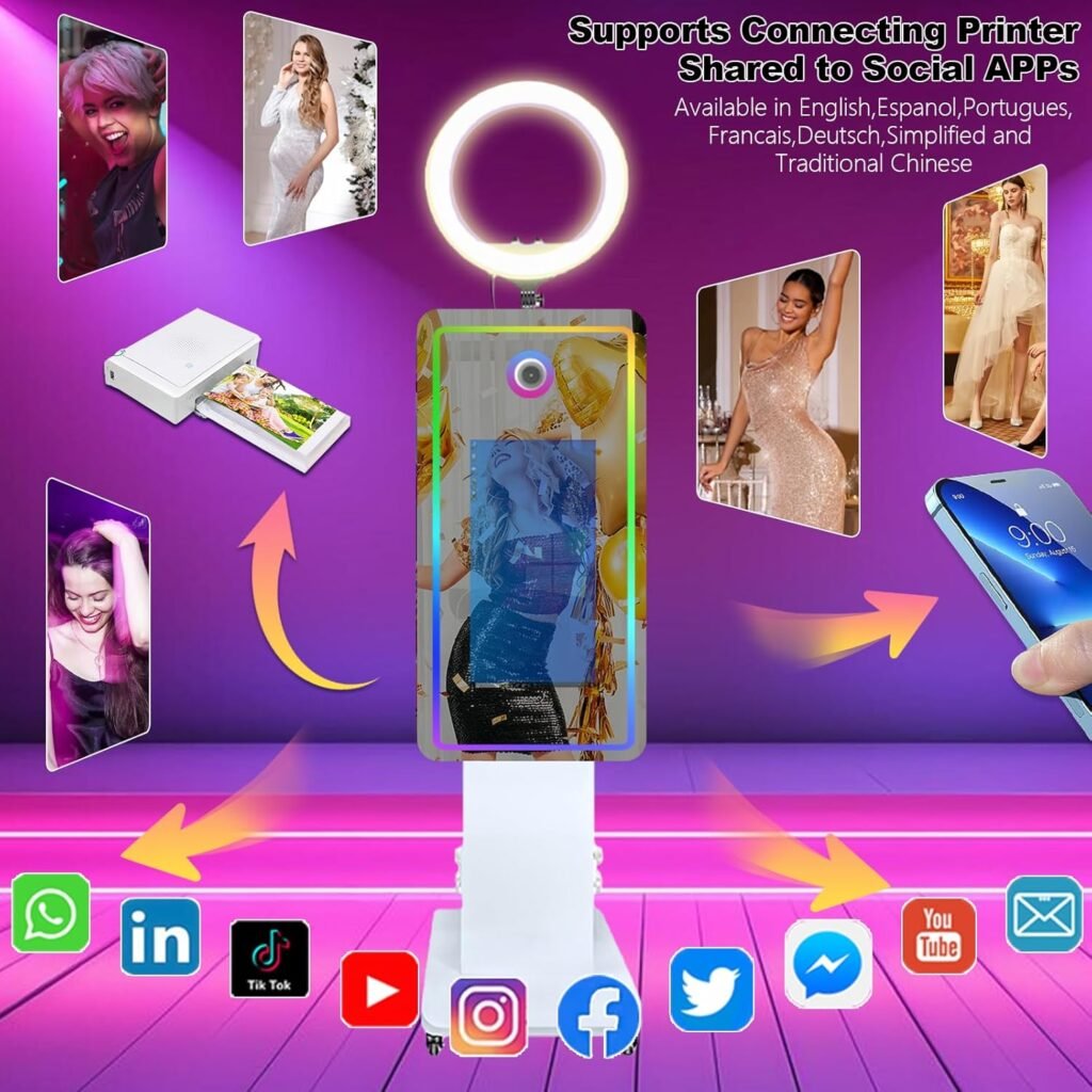 Portable Photo Booth with 21.5” Touch Screen, DSLR, Instant Print & Share
